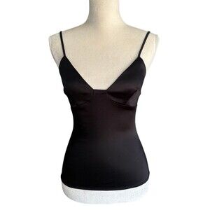 Amanda Uprichard Black Spaghetti Strap Camisole Women's Size Small Silky Stretch